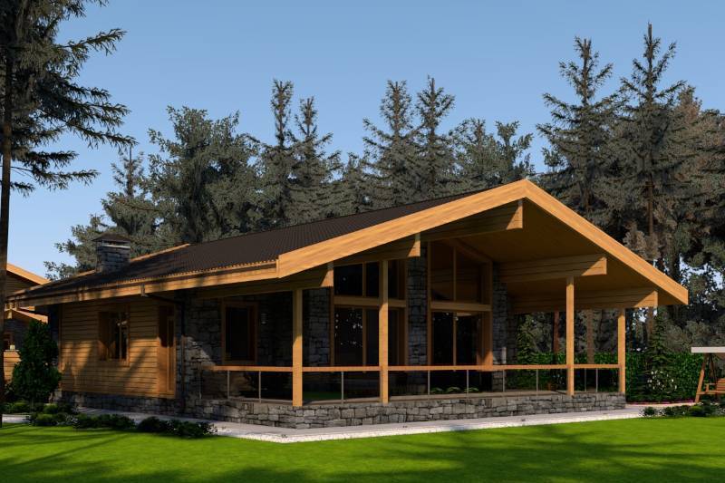 Одноэтажные дома шале (23 фото): проекты и размеры домов с террасой, из бруса и кирпича, деревянный и с пеноблоков, с гаражом и мансардой