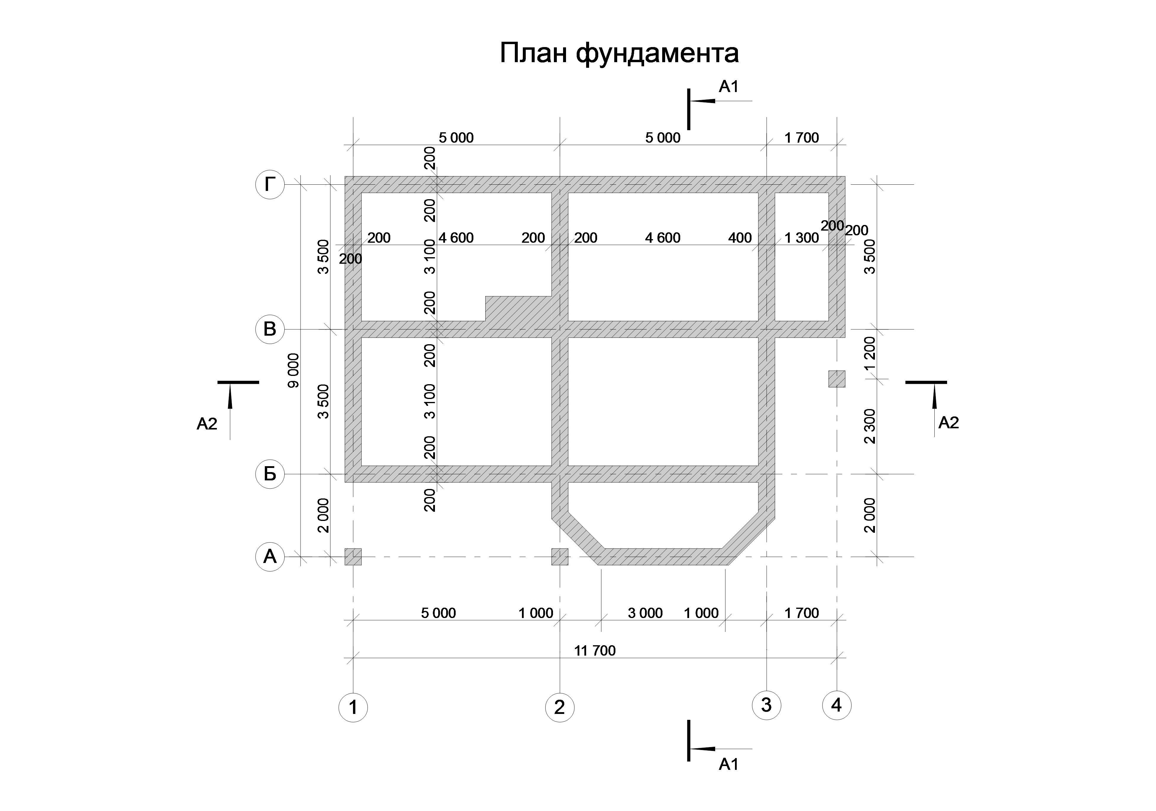 Чертеж плана фундамента
