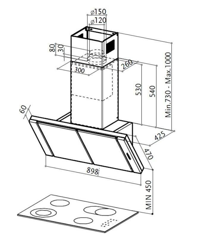 Установка наклонной вытяжки на кухне: определение высоты, крепление, подключение к электропитанию.