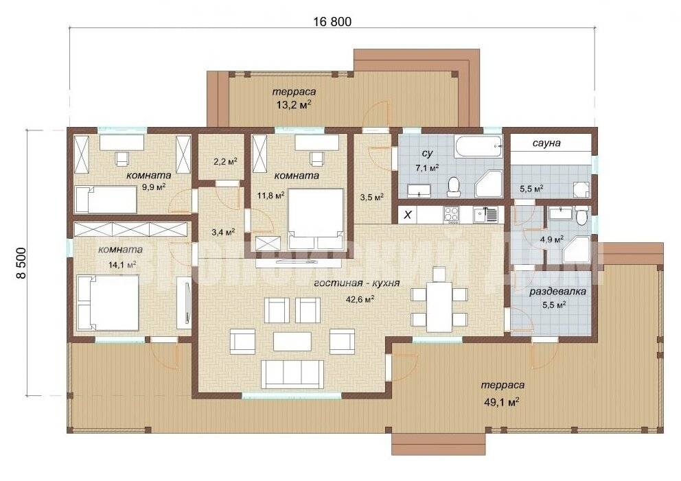 Проект одноэтажного дома с тремя спальнями: лучшие варианты для большой семьи с детьми
