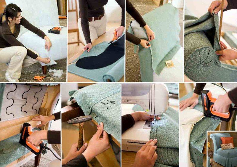 Перетяжка стула своими руками: как перетянуть или обшить тканью или кожзамом кухонные модели на дому, материалы и способы обивки мебели