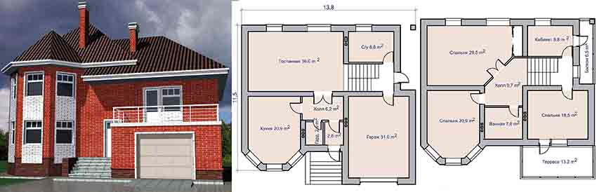 Проект дома 8 на 12 двухэтажный кирпичный