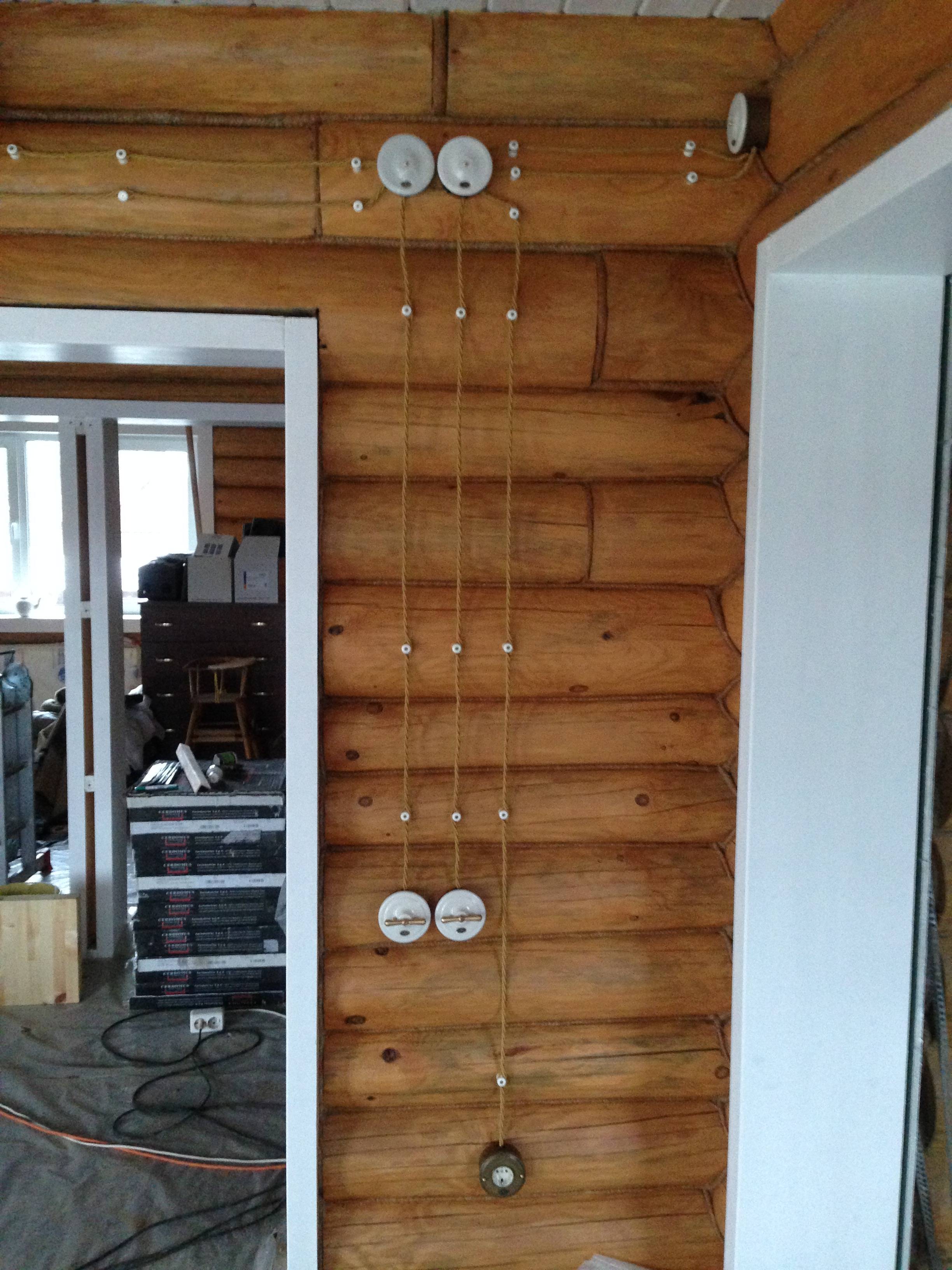 Ретро проводка в деревянном доме, монтаж электропроводки на изоляторах