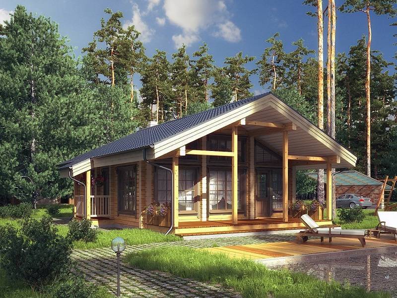Одноэтажные дома из бруса финские с верандой, планировка