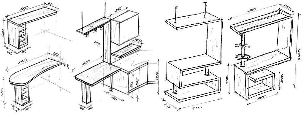 Высота барной стойки на кухне от пола: стандартные размеры, ширина и длина столешницы
