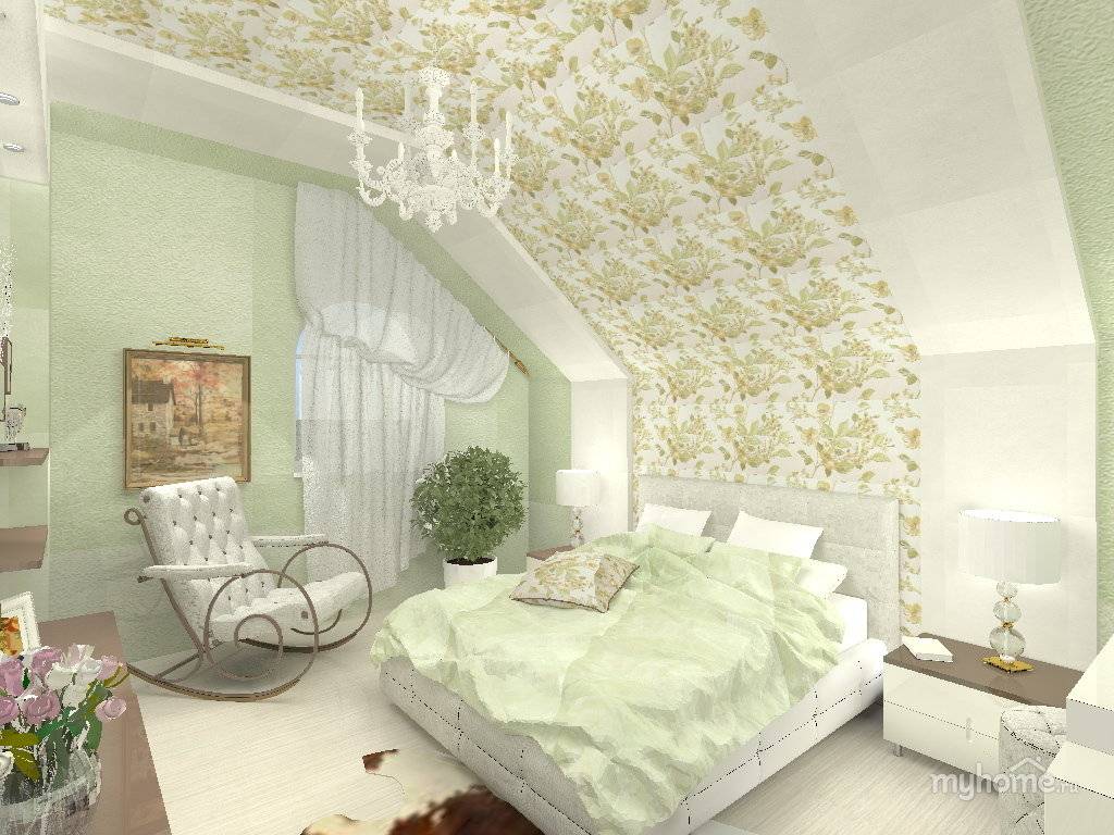 Дизайн современной спальни на мансарде: 35 фото примеров