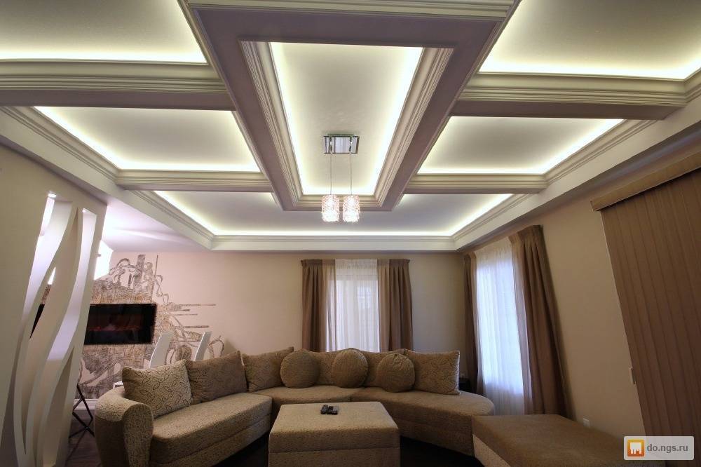 Современные потолки из гипсокартона фото для гостиной двухуровневые