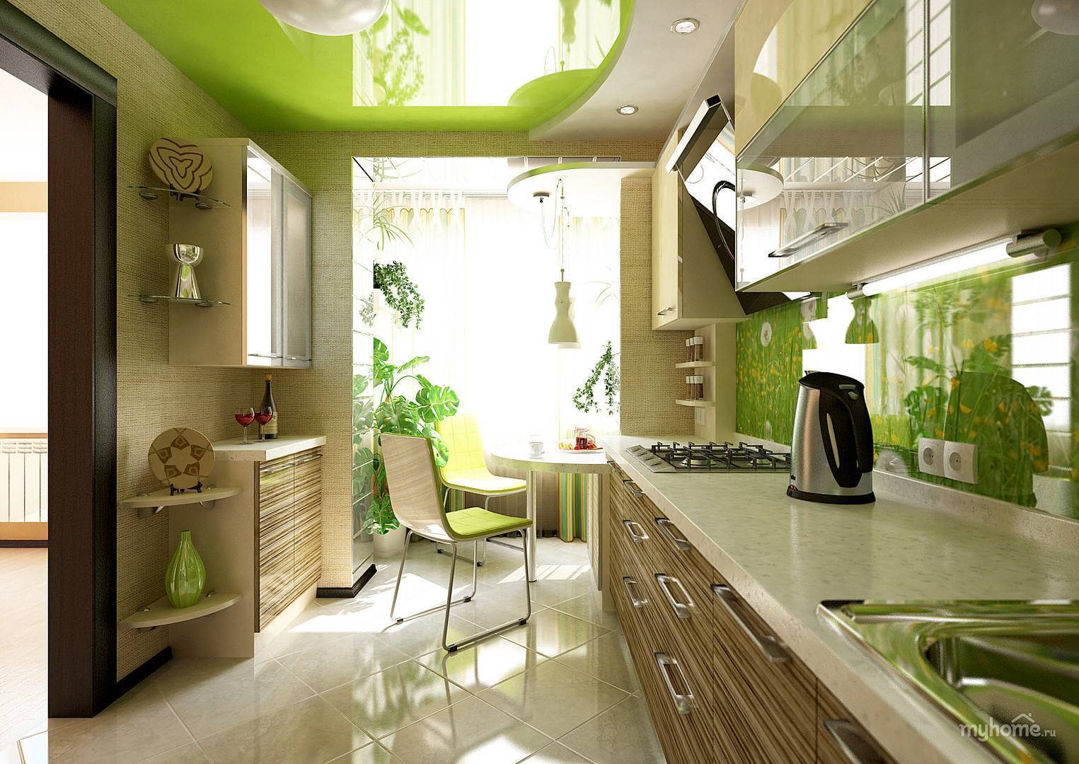 Дизайн желто-зеленой кухни: сочетание цвета, реальные фото